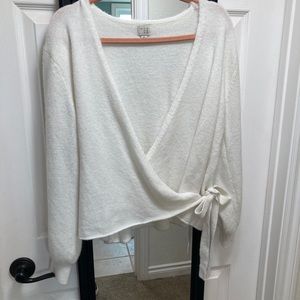 Creamy white long-sleeved wrap top